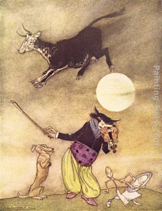 Arthur Rackham Mother Goose The Cow Jumped Over the Moon